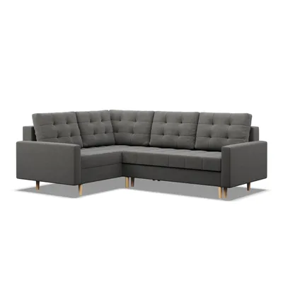 Produktbild von Ecksofa mit Schlaffunktion Elma Links , Bonell, Ottomane, Wendekissen, Dunkelgrau, 223x172cm
