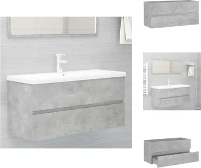 Image de vidaXL Meuble sous-lavabo gris béton 100x38,5x45 cm Bois composite - Ensembles de meubles de salle de bains