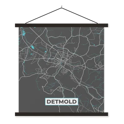 Produktbild von MuchoWow® Textilposter Stadtplan - Detmold - Deutschland - Karte 40x40 cm mit schwarzem Rahmen - Fotos