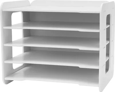 Produktbild von 5 Ebenen Dokumentenablage Holz Dokumentenhalter Schreibtisch Organizer Aufbewahrungsregal Briefständer Zeitschriftenständer Dokumentenmappe (weiß) für Büro Arbeitszimmer