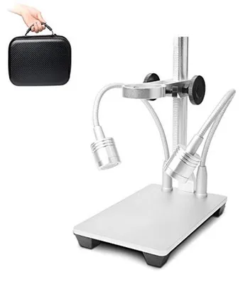 Productafbeelding van Microscoop Stand - Metalen Houder - Precisie Werk - Verstelbare Hoogte - 16 x 10 x 20 cm - Zilver