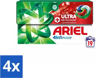 Produktbild von Ariel - 4-in-1 Waschmittel-Pods - Ultra Fleckenentferner - 19 Pods - Vorteilspack - 4 Stücke