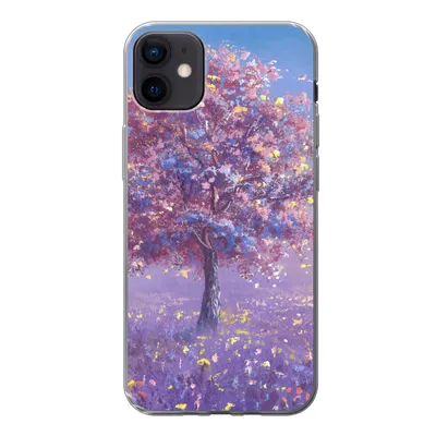 Produktbild von MuchoWow® Handyhülle Schutzhülle Hülle für iPhone 12 mini Baum - Sommer - Rosa Silikon Softcase Handy Hülle - Bild