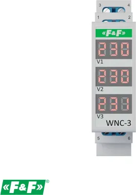 Zdjęcie produktu dla Wskaźnik napięcia Woltomierz Trójfazowy 80-500V AC Napięcie IP20 F&F WNC-3