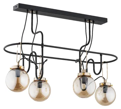 Obrázek produktu pro Závěsné svítidlo VENTIS, černá-jantarová-zlatá, 4xE14x10W, kov, rozměry: 71x38x73,5 cm, IP20, Alfa