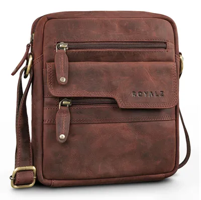 Produktbild von ROYALZ "Oregon" Leder Umhängetasche Herren Klein – Kompakte Echtleder Herrentasche Vintage, Kleine Schultertasche Herren, Crossbody Bag Leder, Messenger Bag Männer