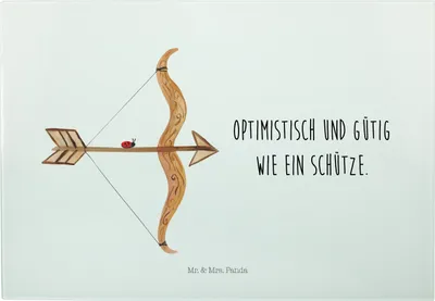 Produktbild von Mr. & Mrs. Panda Schneidebrett Sternzeichen Schütze - Weiß - Geschenk, Geburtstag November, Dezember, schneidbrett, Frühstücksbrett, Küchenbrett, Schützenfest, Glas