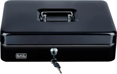 Produktbild von BLACK+DECKER Spardose - Spardose inkl. 2 Schlüssel - 30.5 x 8.5 x 24 CM - Metall - Schwarz