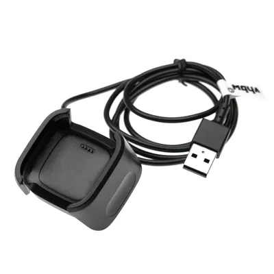 Produktbild von vhbw USB Ladekabel kompatibel mit Fitbit Versa Lite, Versa, Versa 2 Smartwatch Fitnesstracker - Ladestation Schwarz, 100 cm