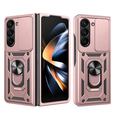 Produktbild von Outdoor Panzer Hülle für Samsung Galaxy Z Fold 5 mit Kameraschutz Ringhalter  Rosegold