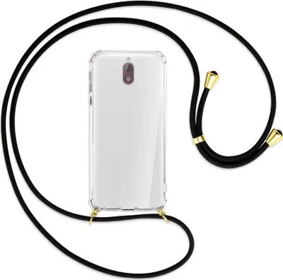 Produktbild von Handykette Backcover-Schutzhülle mit Band (Metall goldfarben) für Nokia 3.1 - schwarz