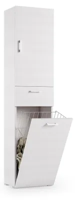 Immagine prodotto di Dmora Armadio Multiuso 2 Ante Aryanne 32x195h cm Bianco, 2 Ante Cestello Portabiancheria Italy