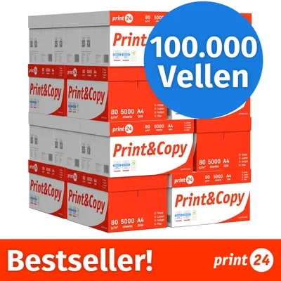 Productafbeelding van NIEUW: print24 Printerpapier Kopieerpapier 100000 Vel 20 x 5000 A4 Premium Extra Wit CIE 160 Testwinnaar PEFC-gecertificeerd