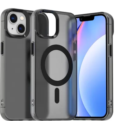 Immagine prodotto di Custodia MagSafe per Apple iPhone 15 Plus/14 Plus - Cover posteriore Phonesta HardFrost Semi-Trasparente - Nero opaco