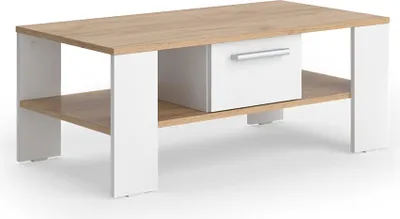 Immagine prodotto di Tavolino Vicco Wilmut Rovere dorato/bianco 89.8 x 46.4 cm con cassetto, Model 55608