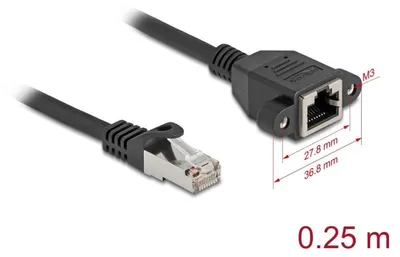 Zdjęcie produktu dla DeLOCK 90773, 0,25 m, Cat6a, S/FTP (S-STP), RJ-45, RJ-45, Czarny