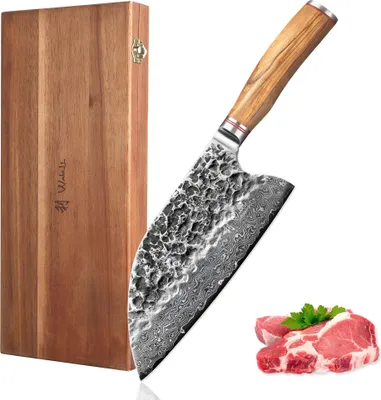 Produktbild von Wakoli Kochmesser Chai Dao I 20 cm Klinge I Olivenholzgriff und Hammerschlag