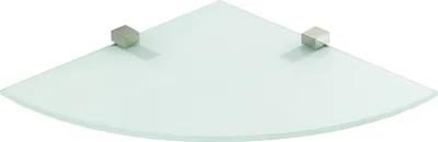 Produktbild von Glasregal Viertelkreis + Clip QUADRO, Befestigungsclip :Quadro Edelstahloptik, Größe :10mm - 25 x 25 cm - satiniert
