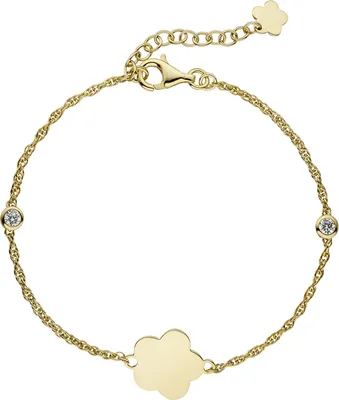 Produktbild von JOBO Armband Blume 925 Sterling Silber gold vergoldet 2 Zirkonia 22 cm