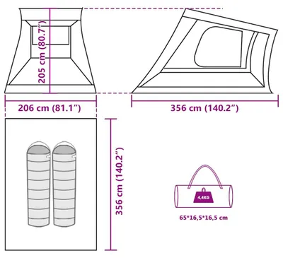 Produktbild von vidaXL Autozelt 2 Personen Braun Wasserdicht