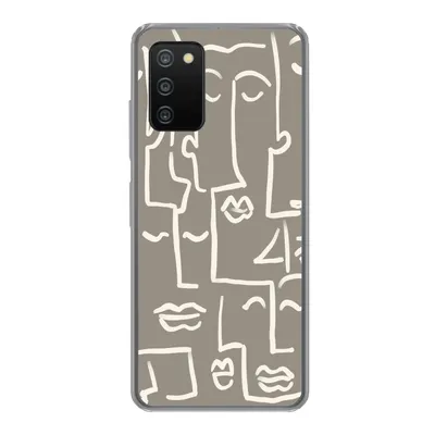 Produktbild von MuchoWow® Handyhülle Schutzhülle Hülle für Samsung Galaxy A03s Gesicht - Kopf - Strichzeichnung Silikon Softcase Handy Hülle - Schutz