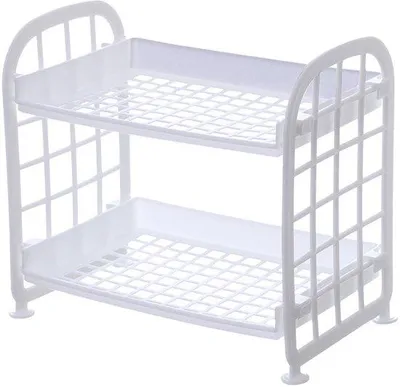 Produktbild von Zwei-Ebenen-Opbergschrank, ideal für den Esszimmertisch, multifunktionales Opbergkästchen, Kräutenschrank Ideal für die Küche, Opbergschrank Ideal für die Badewanne, Opbergschrank Ideal für das Büro, weiß