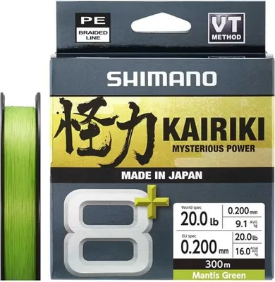 Produktbild von SHIMANO Kairiki 8+, 300m, 0,2mm, 16kg / 20lbs, grün, 8-fach Geflochtene Schnüre
