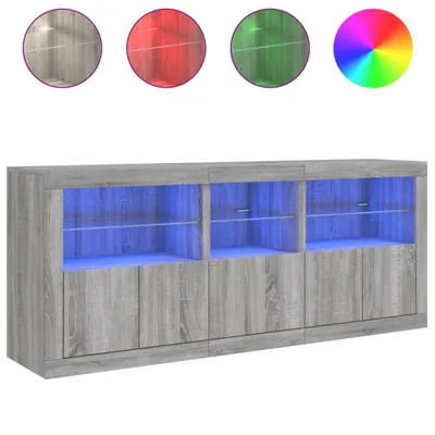Produktbild von Sideboard mit LED-Leuchten Grau Sonoma 162x37x67 cm