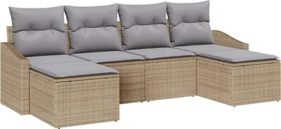 Obrázek produktu pro vidaXL Zahradní jídelní set, 6 kusů, béžová a světle šedá barva, vyrobený z polyratanu