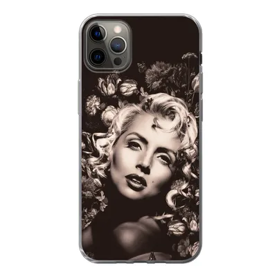 Produktbild von MuchoWow® Handyhülle Schutzhülle Hülle für iPhone 13 Pro Max Frau - Blumen - Schmetterling Silikon Softcase Handy Hülle - Mobiltelefon