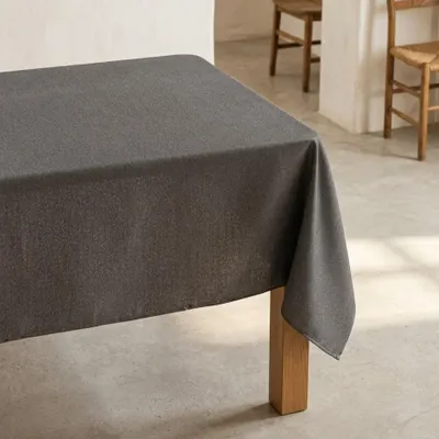 Produktbild von GAMUSI Tischdecke, fleckabweisend, glatt, rechteckig, melierter Stoff, natürliche Haptik, 140 x 240 cm, Anthrazit