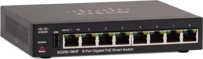 Obrázek produktu pro Cisco SG250-08HP, Řízený, L2/L3, Gigabit Ethernet (10/100/1000), Podpora napájení po Ethernetu (PoE)