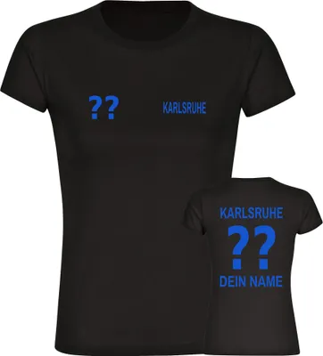 Produktbild von multifanshop Damen T-Shirt - Karlsruhe - Trikot Nummer 12, schwarz, Größe XXL