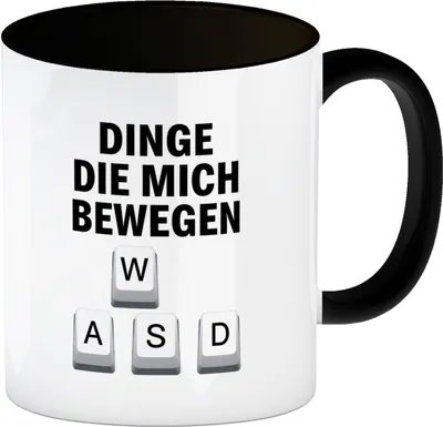 Produktbild von WASD Gamer Kaffeebecher in schwarz - Dinge die mich bewegen