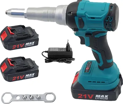 Immagine prodotto di Pistola rivettatrice elettrica, motore brushless, funzionamento senza fili, con 2 batterie