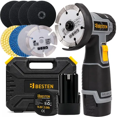 Produktbild von Akku-Mini-Winkelschleifer 76 Mm Bürstenlos 2× Akku 16,8 V Besten