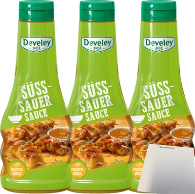 Produktbild von Develey Süß-Sauer Sauce 3er Pack (3x250ml Flasche) + usy Block