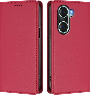 Obrázek produktu pro Kožené pouzdro pro Honor 60 Pro, magnetické flipové pouzdro zPolyuretankůže se stojánkem Červená