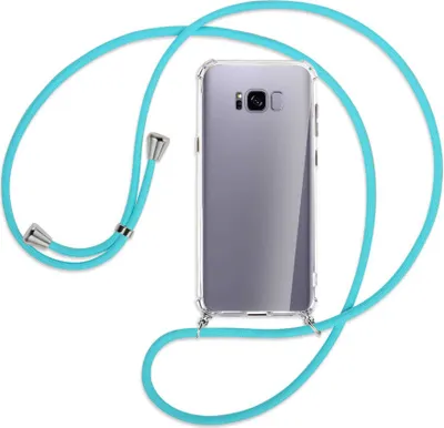 Produktbild von Handykette Backcover-Schutzhülle mit Band (Metall silberfarben) für Samsung Galaxy S8 Plus - türkis