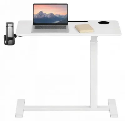 Image de Bureau réglable en hauteur sur roulettes | Blanc | 80x45x65-102 cm