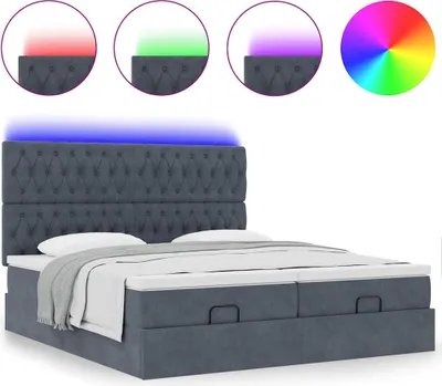 Obrázok produktu pre Osmanský rám postele s matracmi tmavosivá 180x200 cm zamat