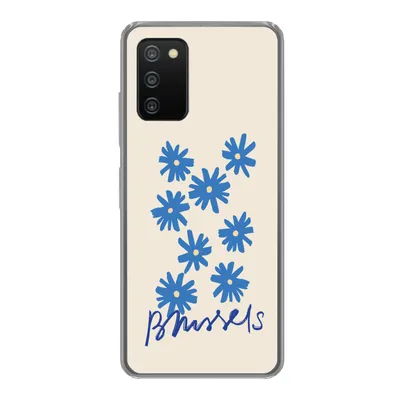 Produktbild von MuchoWow® Handyhülle Schutzhülle Hülle für Samsung Galaxy A03s Blume - Design - Brüssel - Minimalismus Silikon Softcase Handy Hülle - Schutz