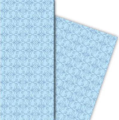 Produktbild von Florales, grafisches Geschenkpapier für tolle Geschenke auf hellblau - G5194, 32 x 48cm