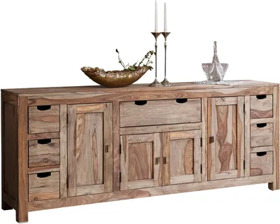 Image de MASSIVMOEBEL24 | Buffet 210x42 Palissandre huilé Gris taupe NATURE GREY #080