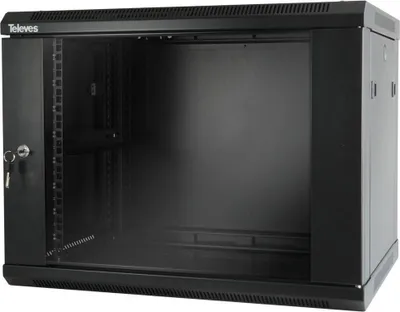 Image de Armoire rack 19 pouces, 8 U, en acier, porte vitrée, 600 x 450 mm | verrouillable
