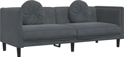 Produktbild von vidaXL Sofa mit Kissen 3-Sitzer Dunkelgrau Samt