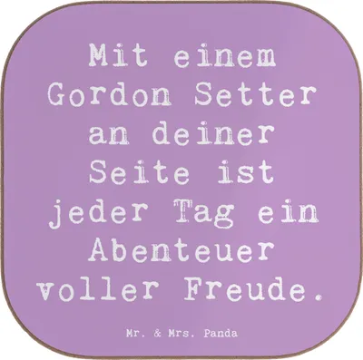 Produktbild von Mr. & Mrs. Panda Untersetzer für Gläser Spruch Gordon Setter Freude - Lavendeltraum - Geschenk, Hundeliebhaber, gläseruntersetzer, Hunderasse, bewegungsfreudig, loyal
