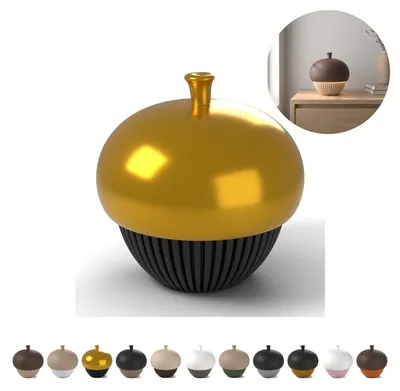 Zdjęcie produktu dla Lampion na tealight LED Żołądź ok. 11,6 cm, z pokrywą, PLA – Czarny
