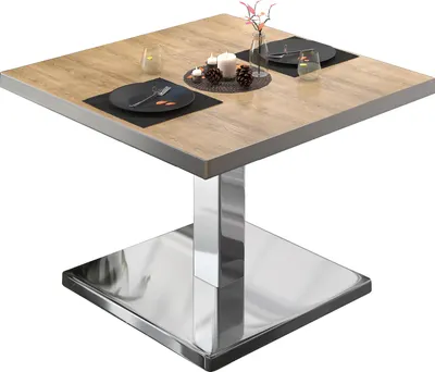 Produktbild von BM | Bistro Loungetisch | B:T:H 80 x 80 x 41 cm | Eiche / Edelstahl | Bistro Tisch Loungetisch