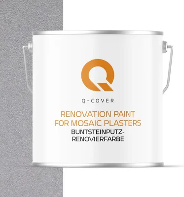 Produktbild von Q-COVER BUNTSTEINPUTZ-RENOVIERFARBE Lichtgrau RAL 7035 5L – UV- & Witterungsschutz, wasserabweisend, für Innen & Außen